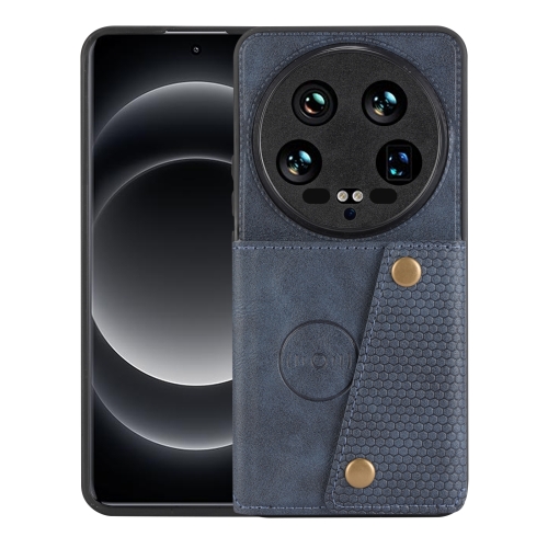 

For Xiaomi 14 Ultra Double Buckle Card Slots Magnetic Phone Case(Blue)