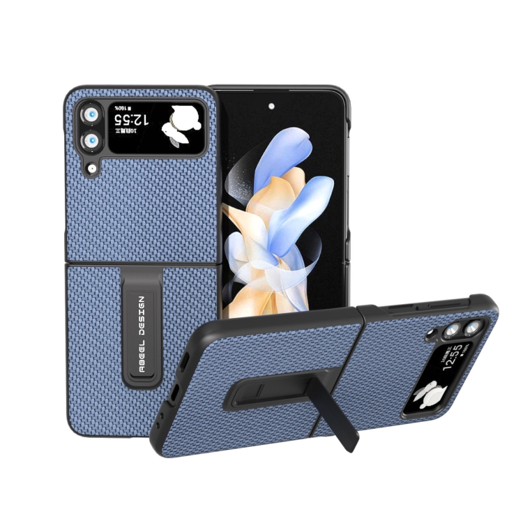 

For Samsung Galaxy Z Flip3 5G Carbon Fiber Texture Protective Phone Case with Holder(Light Blue)