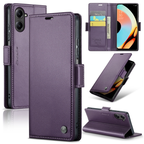 

For Realme 10 Pro 5G CaseMe 023 Butterfly Buckle Litchi Texture RFID Anti-theft Leather Phone Case(Pearly Purple)