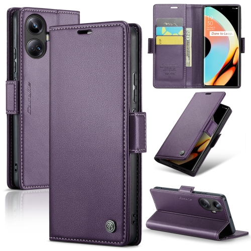 

For Realme 10 Pro+ CaseMe 023 Butterfly Buckle Litchi Texture RFID Anti-theft Leather Phone Case(Pearly Purple)