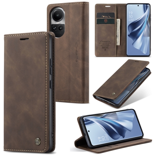 

For OPPO Reno10 5G Global／Reno10 Pro Global CaseMe 013 Multifunctional Horizontal Flip Leather Phone Case(Coffee)