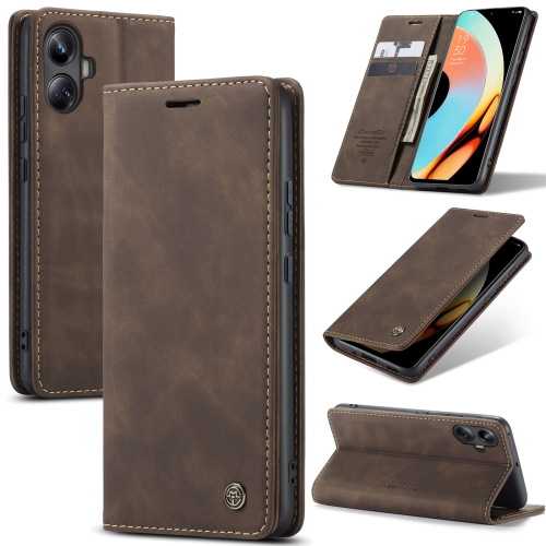 

For Realme 10 Pro+ CaseMe 013 Multifunctional Horizontal Flip Leather Phone Case(Coffee)