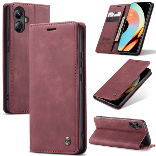 

For Realme 10 Pro+ CaseMe 013 Multifunctional Horizontal Flip Leather Phone Case(Wine Red)