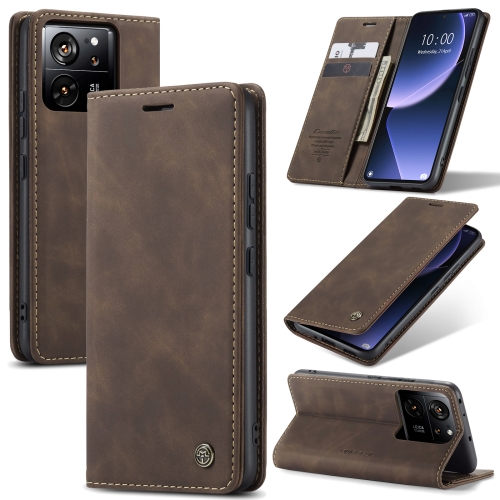 

For Xiaomi 13T/13T Pro CaseMe 013 Multifunctional Horizontal Flip Leather Phone Case(Coffee)