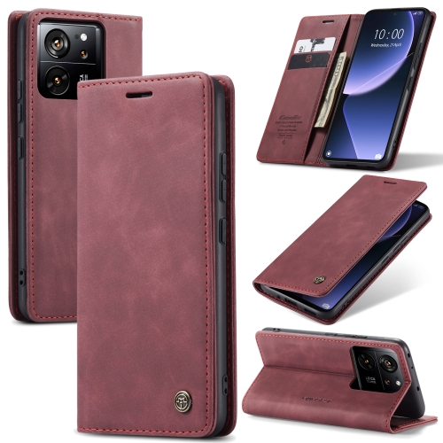 

For Xiaomi 13T/13T Pro CaseMe 013 Multifunctional Horizontal Flip Leather Phone Case(Wine Red)