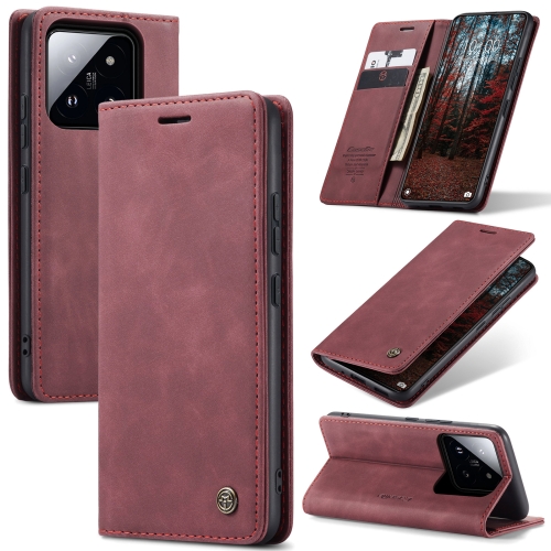 

For Xiaomi 14 CaseMe 013 Multifunctional Horizontal Flip Leather Phone Case(Wine Red)