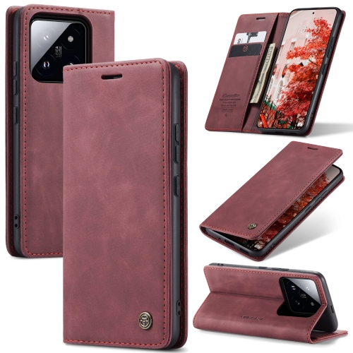 

For Xiaomi 14 Pro CaseMe 013 Multifunctional Horizontal Flip Leather Phone Case(Wine Red)