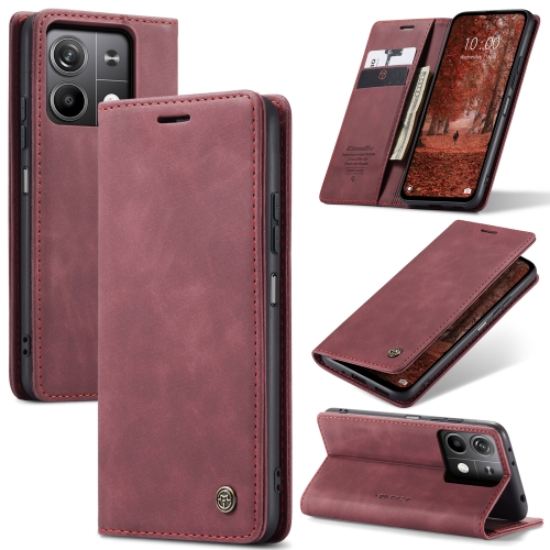 

For Xiaomi Redmi Note 13 5G CaseMe 013 Multifunctional Horizontal Flip Leather Phone Case(Wine Red)