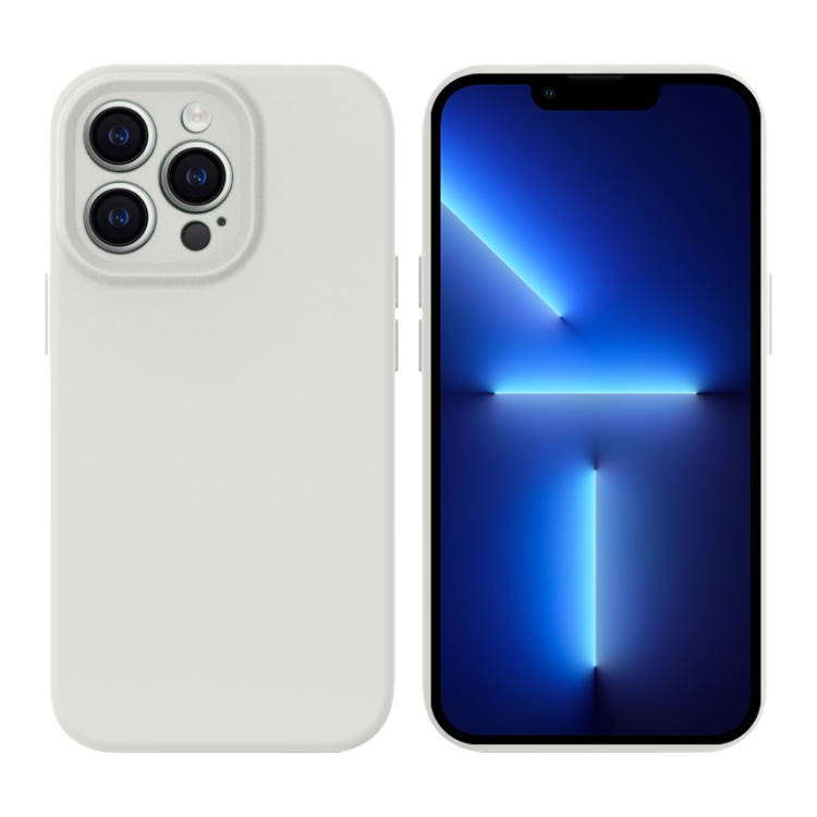 

For iPhone 13 Pro Liquid Silicone MagSafe Precision Hole Phone Case(White)