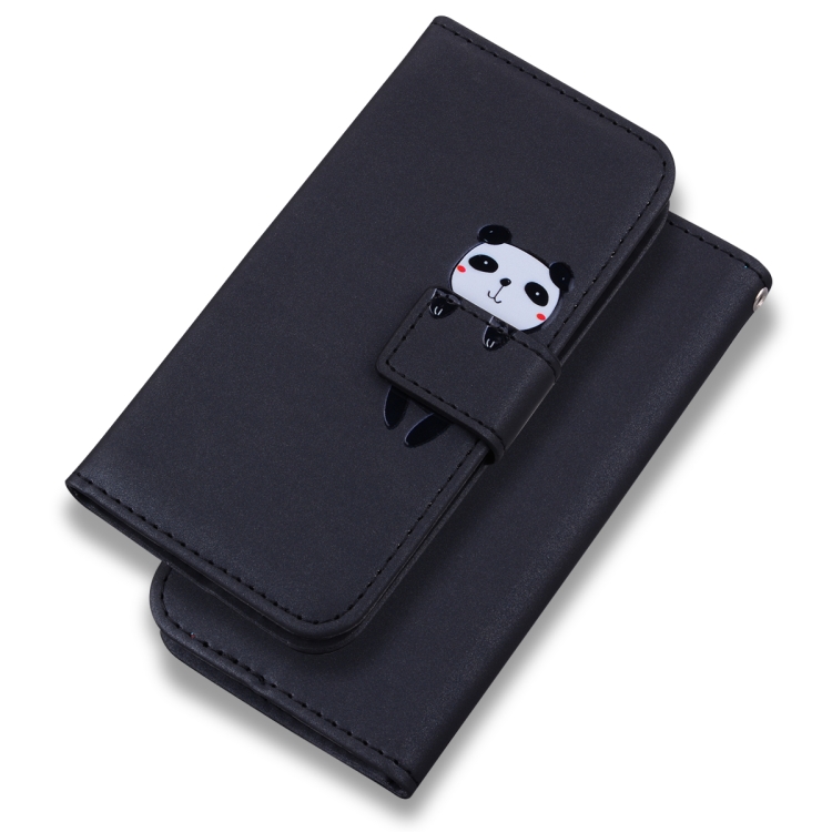 

For Samsung Galaxy A01 Cartoon Buckle Horizontal Flip Leather Phone Case(Black)