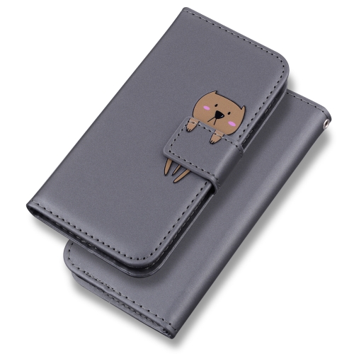 

For Samsung Galaxy A8s Cartoon Buckle Horizontal Flip Leather Phone Case(Grey)