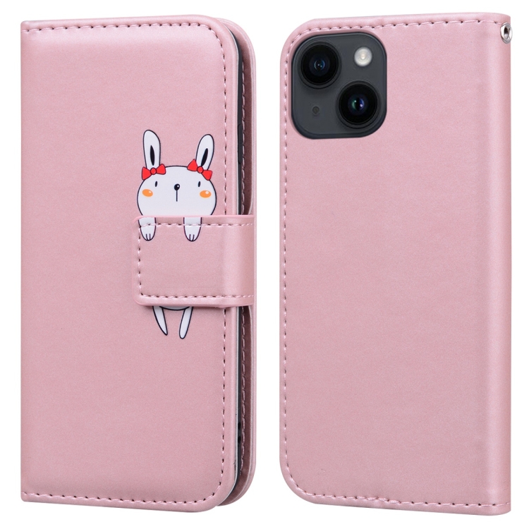 

For iPhone 14 Cartoon Buckle Horizontal Flip Leather Phone Case(Pink)