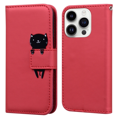 

For iPhone 13 Pro Max Cartoon Buckle Horizontal Flip Leather Phone Case(Red)