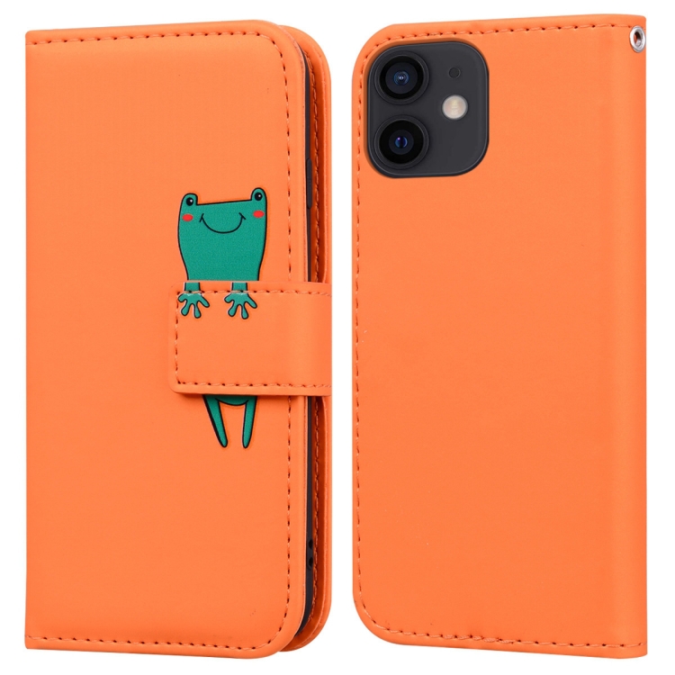 

For iPhone 12 mini Cartoon Buckle Horizontal Flip Leather Phone Case(Orange)