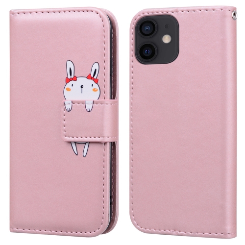 

For iPhone 12 mini Cartoon Buckle Horizontal Flip Leather Phone Case(Pink)