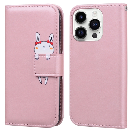 For iPhone 12 / 12 Pro Cartoon Buckle Horizontal Flip Leather Phone Case(Pink)