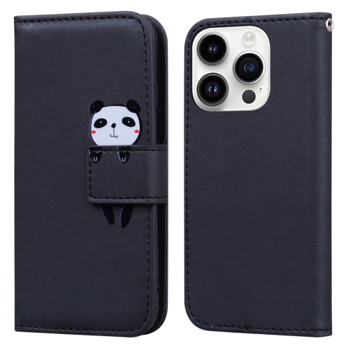 

For iPhone 12 / 12 Pro Cartoon Buckle Horizontal Flip Leather Phone Case(Black)