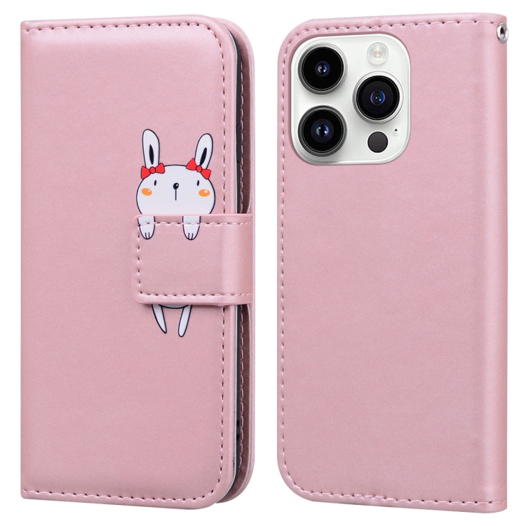 

For iPhone 12 Pro Max Cartoon Buckle Horizontal Flip Leather Phone Case(Pink)