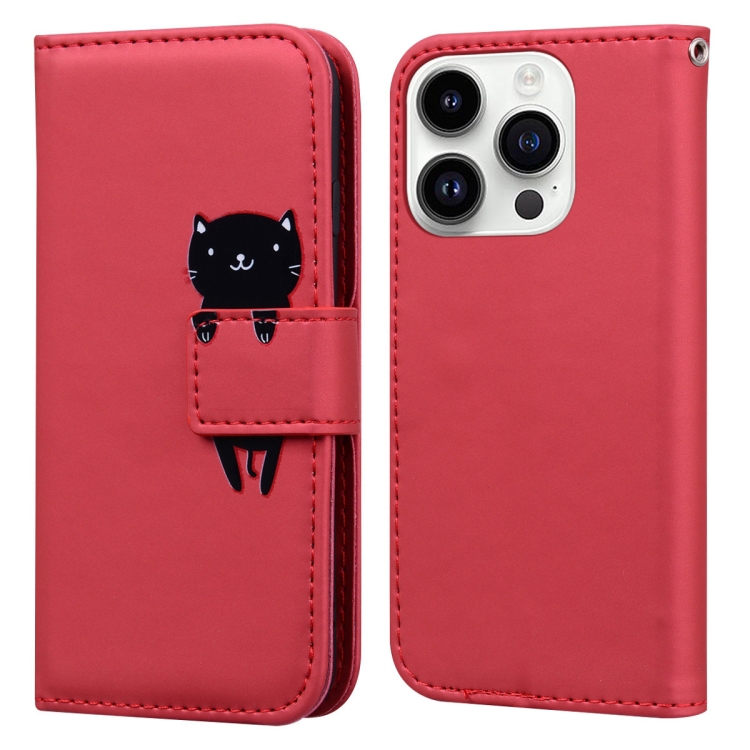 

For iPhone 12 Pro Max Cartoon Buckle Horizontal Flip Leather Phone Case(Red)