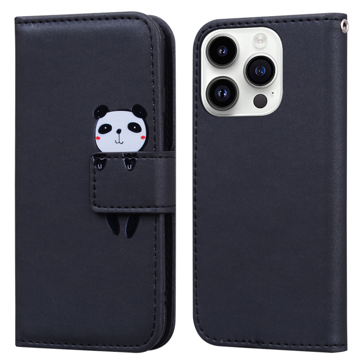 

For iPhone 12 Pro Max Cartoon Buckle Horizontal Flip Leather Phone Case(Black)