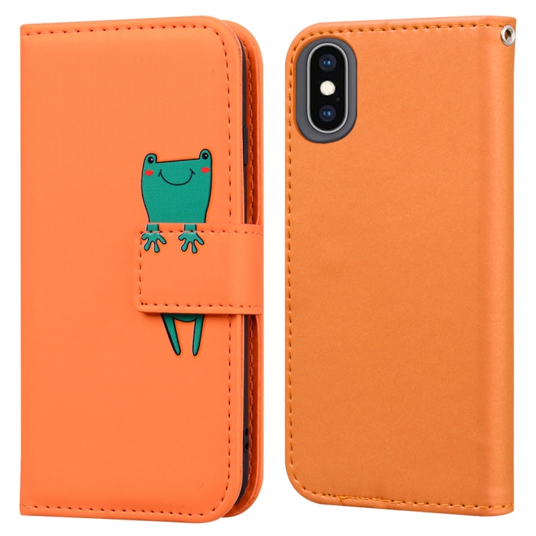 

For iPhone X / XS Cartoon Buckle Horizontal Flip Leather Phone Case(Orange)