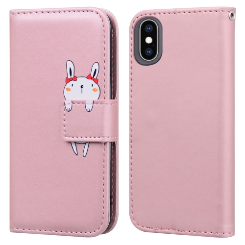 

For iPhone X / XS Cartoon Buckle Horizontal Flip Leather Phone Case(Pink)