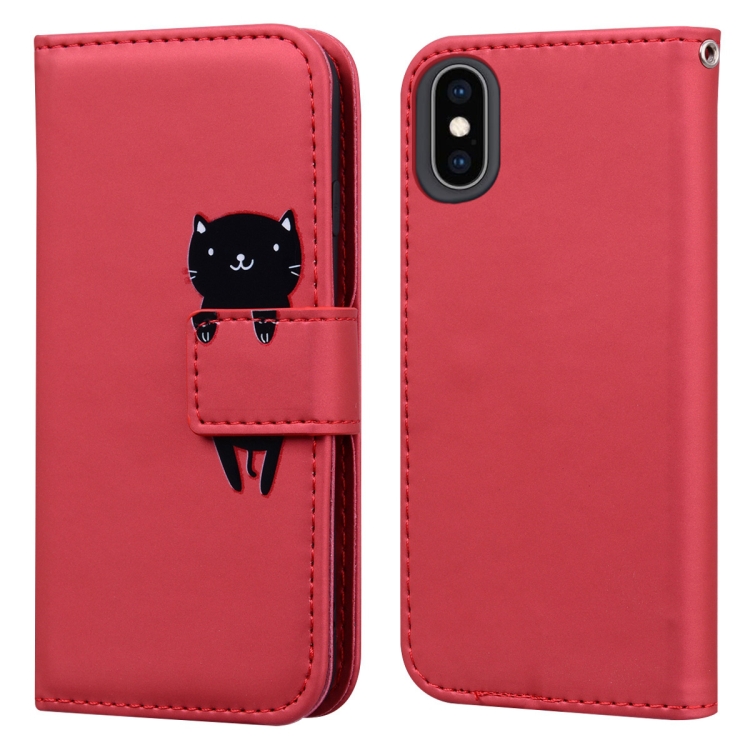 

For iPhone X / XS Cartoon Buckle Horizontal Flip Leather Phone Case(Red)