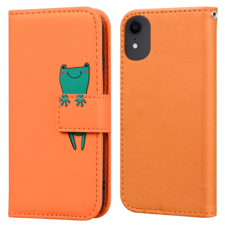

For iPhone XR Cartoon Buckle Horizontal Flip Leather Phone Case(Orange)