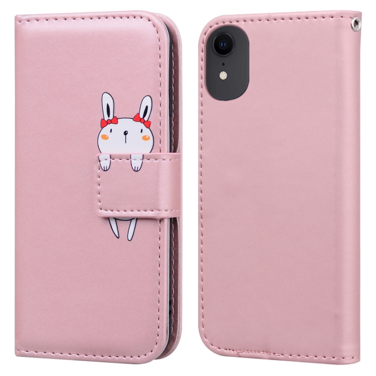 

For iPhone XR Cartoon Buckle Horizontal Flip Leather Phone Case(Pink)