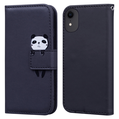 

For iPhone XR Cartoon Buckle Horizontal Flip Leather Phone Case(Black)