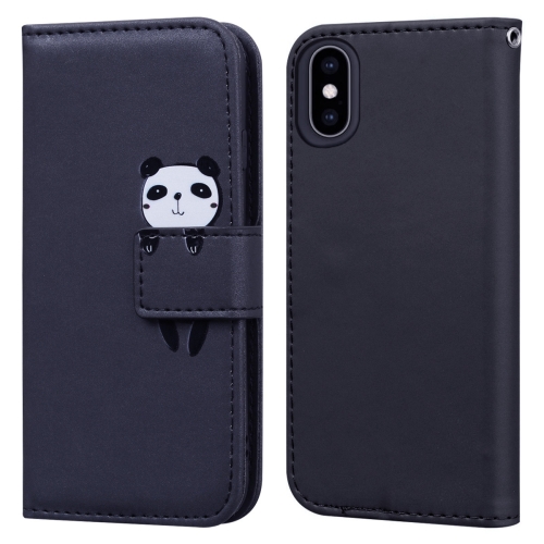 

For iPhone XS Max Cartoon Buckle Horizontal Flip Leather Phone Case(Black)