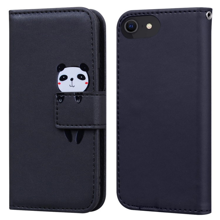 

For iPhone SE 2022 /2020 / 8 / 7 Cartoon Buckle Horizontal Flip Leather Phone Case(Black)