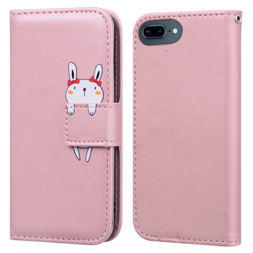 

For iPhone 8 Plus / 7 Plus Cartoon Buckle Horizontal Flip Leather Phone Case(Pink)