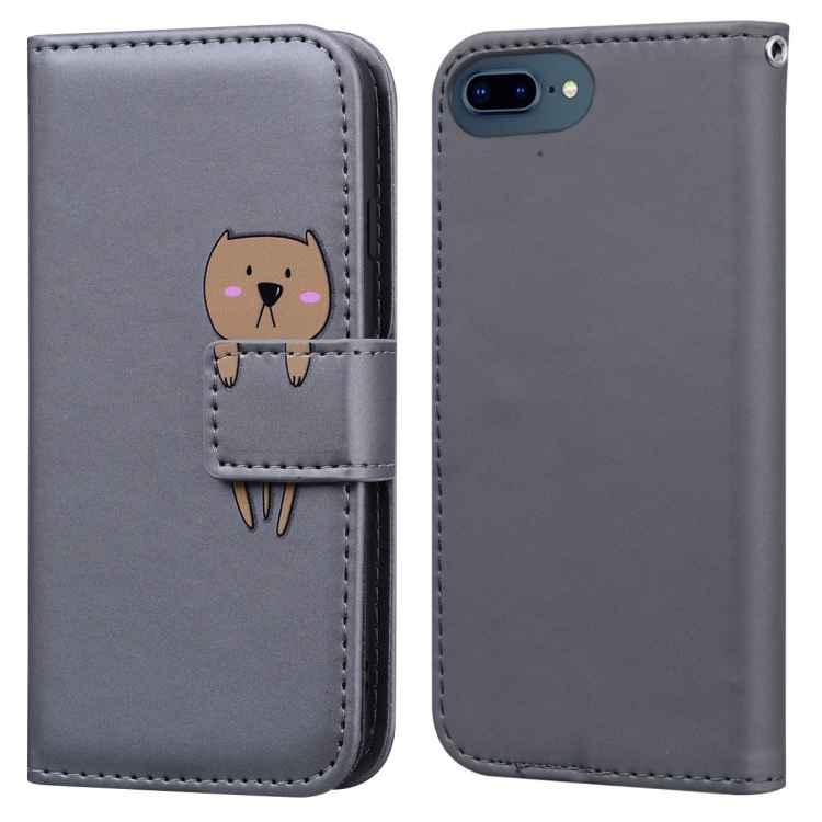

For iPhone 8 Plus / 7 Plus Cartoon Buckle Horizontal Flip Leather Phone Case(Grey)
