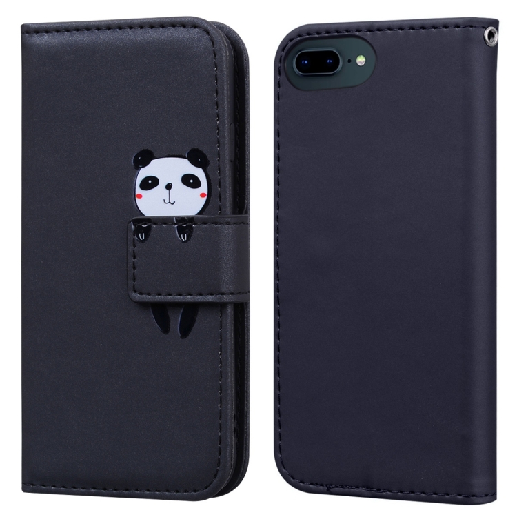 

For iPhone 8 Plus / 7 Plus Cartoon Buckle Horizontal Flip Leather Phone Case(Black)