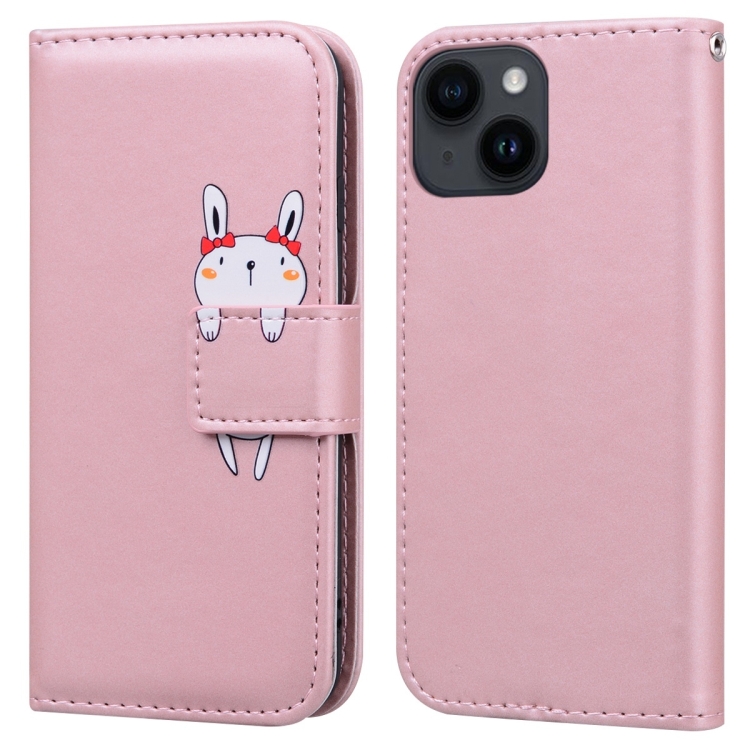 

For iPhone 15 Plus Cartoon Buckle Horizontal Flip Leather Phone Case(Pink)