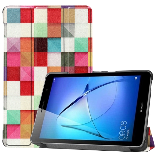 For Huawei MatePad T8 Coloured Drawing Pattern Horizontal Flip Leather Case with Three-folding Holder(Magic Cube)