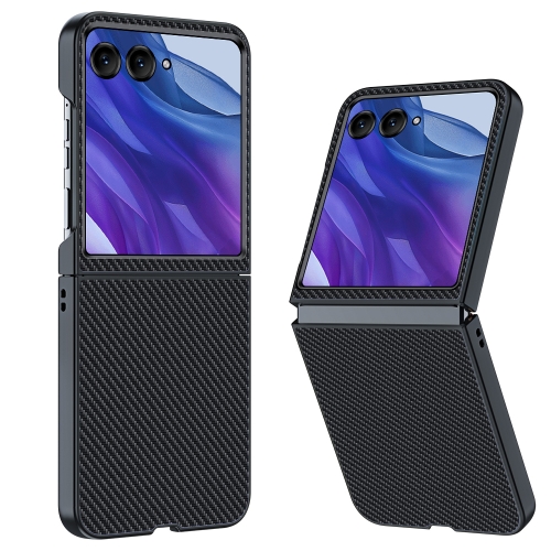 

For Motorola Razr 50 Ultra Ultra-thin Carbon Fiber Texture Printing Phone Case(Black)