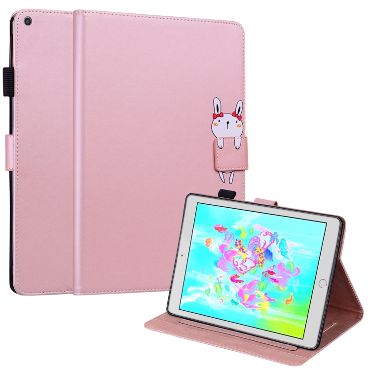 

For iPad Air / Air 2 / 9.7 2017 / 2018 Cartoon Buckle Leather Smart Tablet Case(Rose Gold)