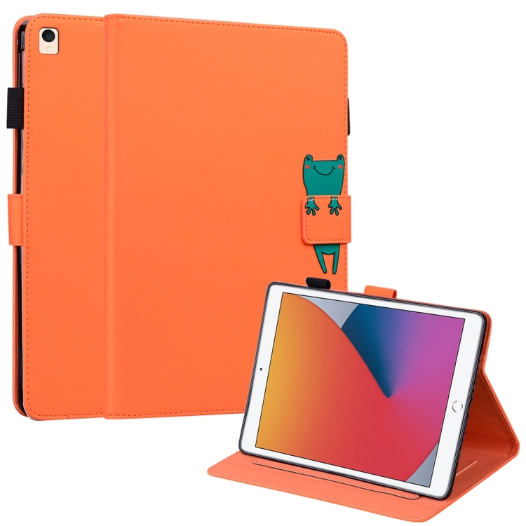 

For iPad 10.2 2021 / 2020 Cartoon Buckle Leather Smart Tablet Case(Orange)