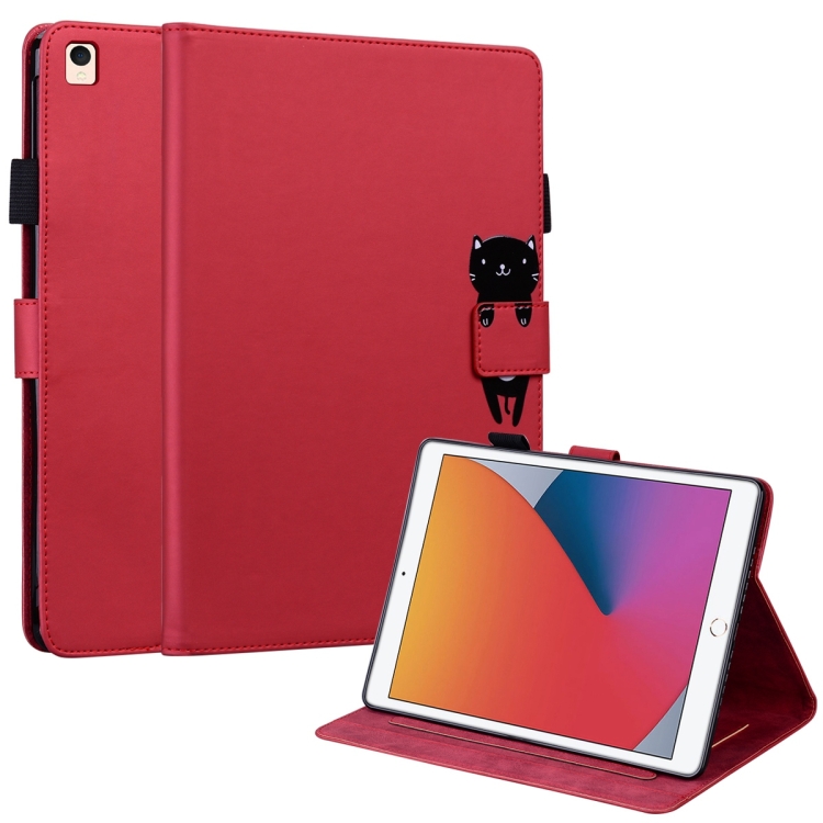 

For iPad 10.2 2021 / 2020 Cartoon Buckle Leather Smart Tablet Case(Red)