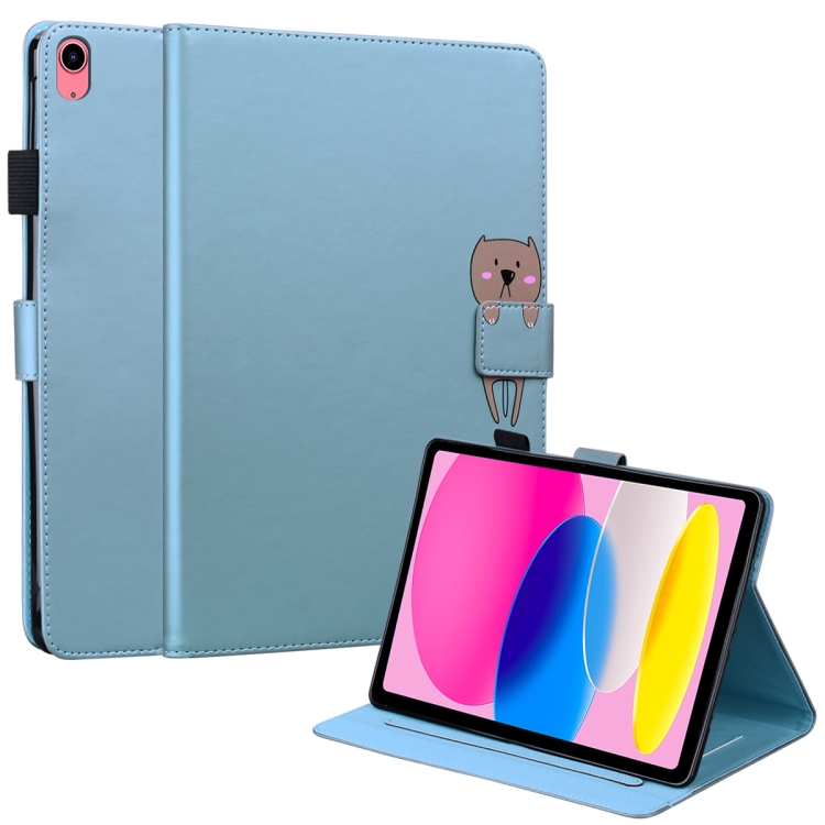 

For iPad 10th Gen 10.9 2022 Cartoon Buckle Leather Smart Tablet Case(Blue)