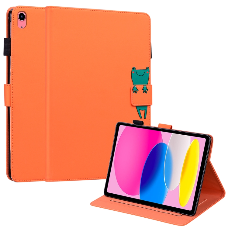 

For iPad 10th Gen 10.9 2022 Cartoon Buckle Leather Smart Tablet Case(Orange)