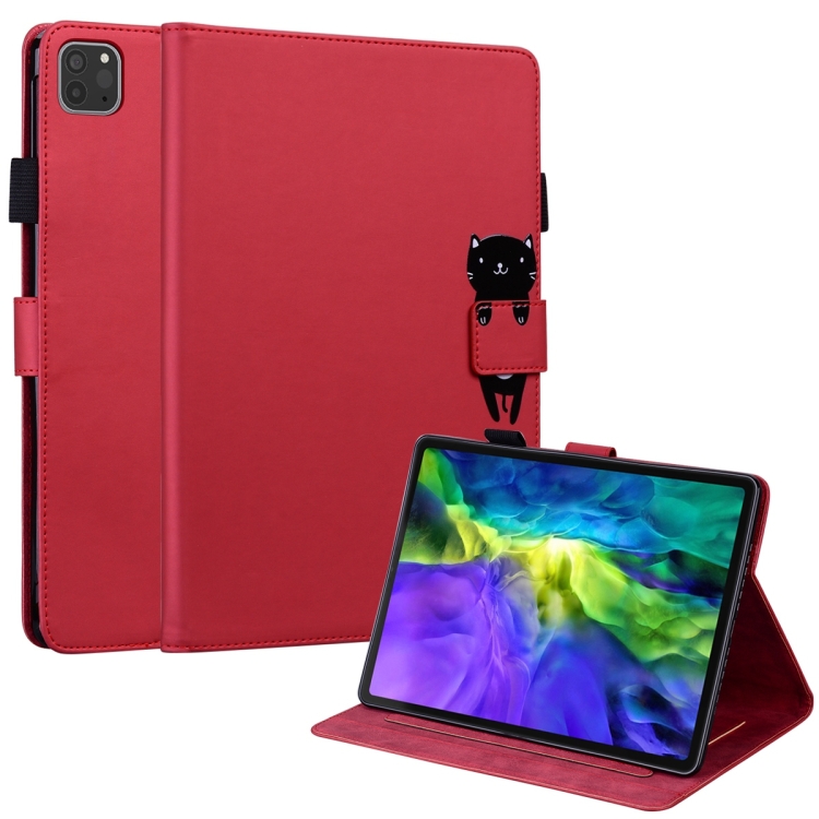 

For iPad Pro 11 2022 / 2021 / 2020 Cartoon Buckle Leather Smart Tablet Case(Red)