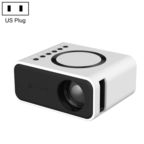 

T300S 320x240 24ANSI Lumens Mini LCD Projector Supports Wired & Wireless Same Screen, Specification:US Plug(White)