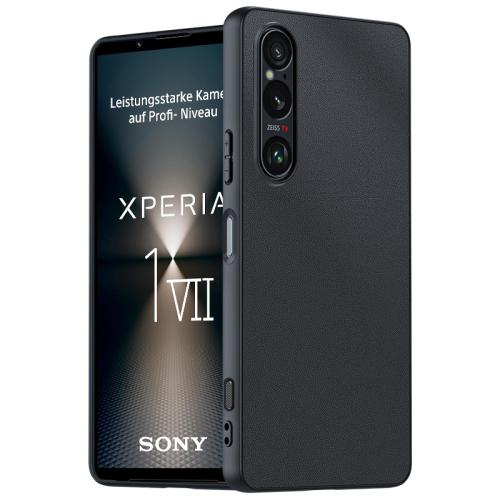 

For Sony Xperia 1 VII Ultra-thin Plain Skin Leather Phone Case(Black)