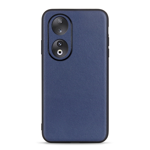 

For Honor 90 Lambskin Texture Genuine Leather Phone Case(Blue)