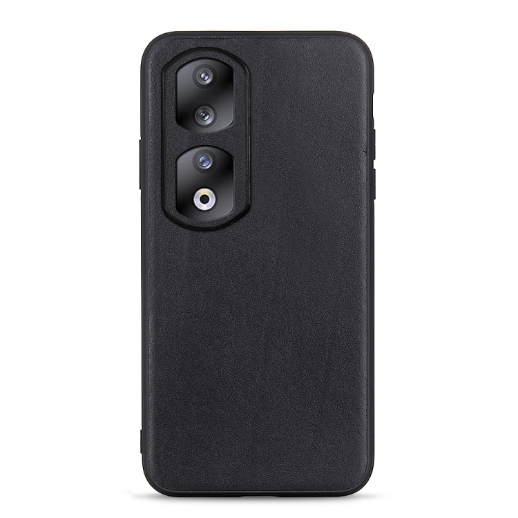 

For Honor 90 Pro Lambskin Texture Genuine Leather Phone Case(Black)