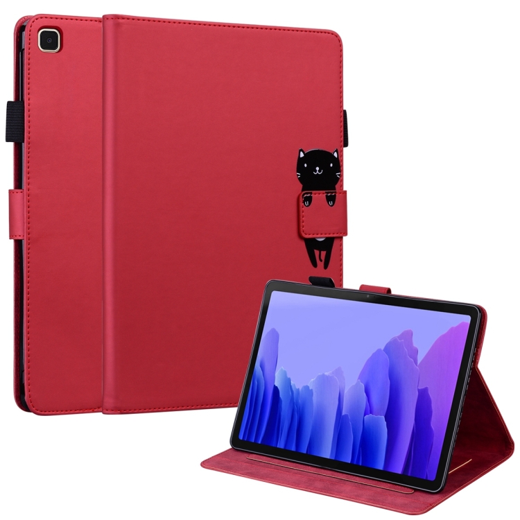 

For Samsung Galaxy Tab A7 10.4 T500 Cartoon Buckle Leather Tablet Case(Red)