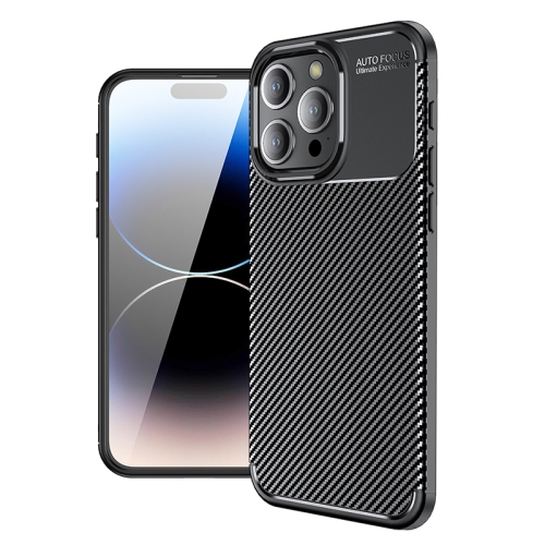 For iPhone 15 Pro Max Carbon Fiber Texture Shockproof TPU Phone Case(Black) for iphone 14 pro max liquid silicone phone case black